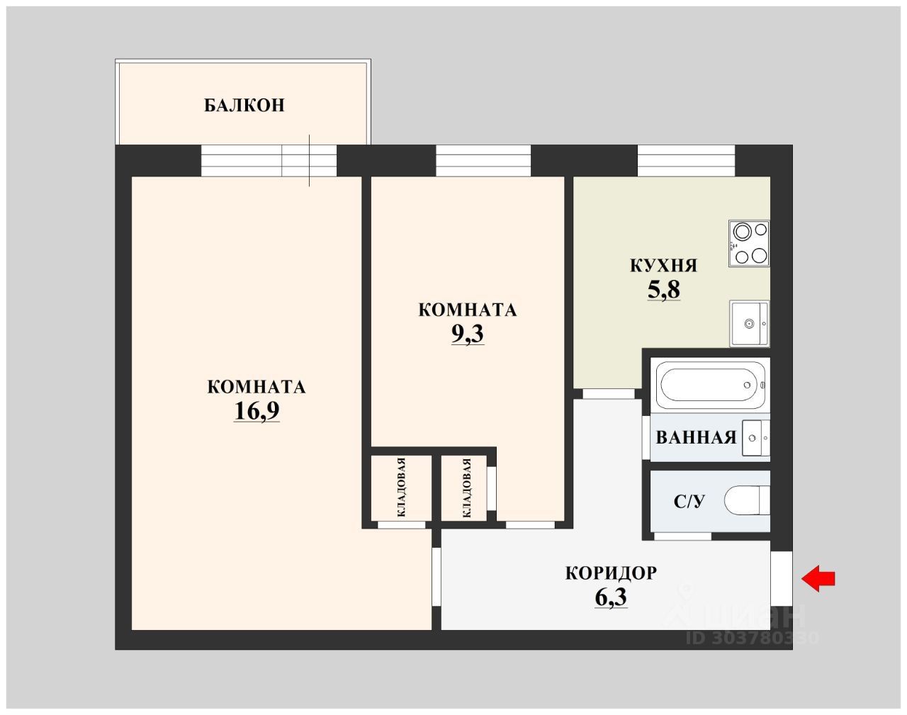 Купить двухкомнатную квартиру 42,6м² Волковская ул., 5а, Люберцы,  Московская область, Люберецкий район, м. Люберцы - база ЦИАН, объявление  303780330