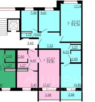 3-к кв. Костромская область, Кострома Малышково мкр, ул. Суслова, 11 (67.34 м²)