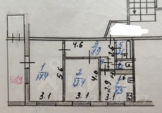 2-комн.кв., 51 м², этаж 3