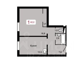 1-комн.кв., 42 м², этаж 1