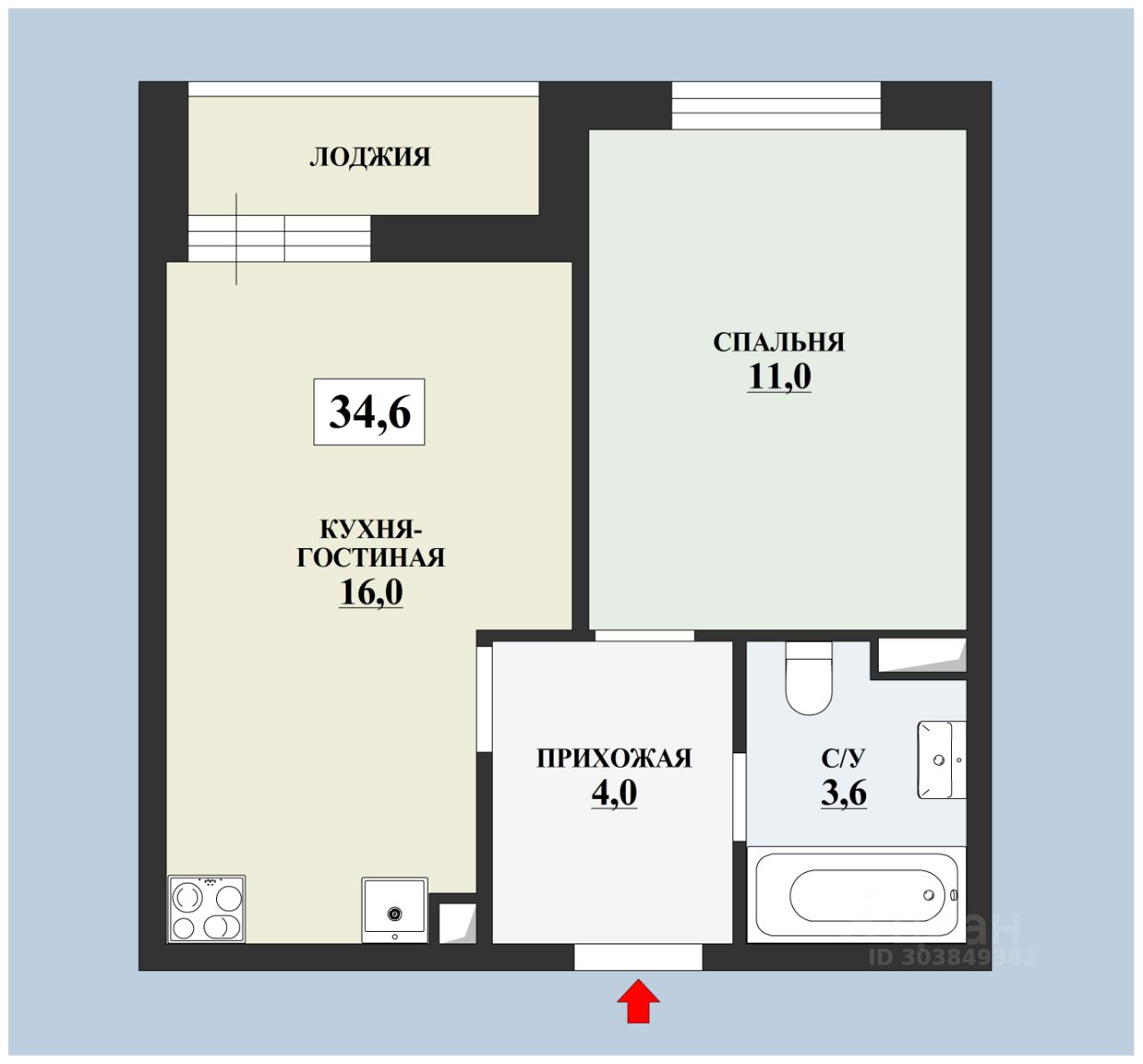 Продажа однокомнатной квартиры 34,6м² ул. Академика Северина, 7/1,  Московская область, Люберцы городской округ, Мирный поселок, м. Томилино -  база ЦИАН, объявление 303849382