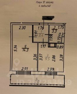 1-комн.кв., 31 м², этаж 12