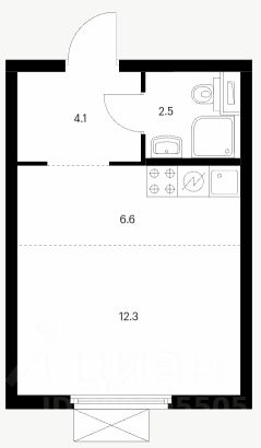 студия, 25 м², этаж 7