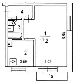 1-комн.кв., 31 м², этаж 4