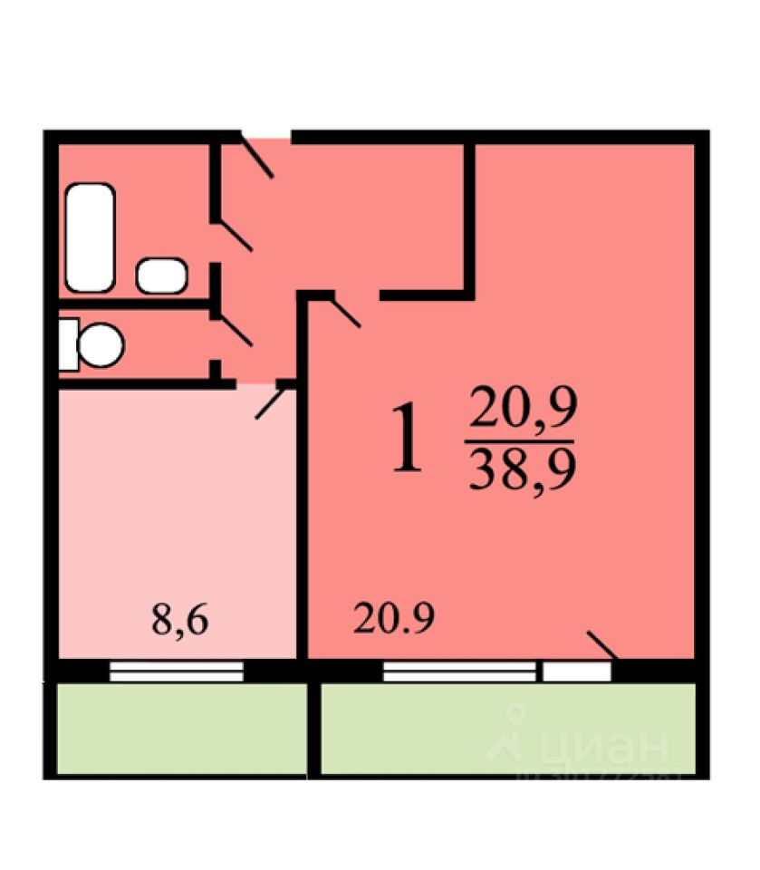 Продажа однокомнатной квартиры 39м² 2-й Митинский пер., 3К1, Москва, м.  Митино - база ЦИАН, объявление 301772581