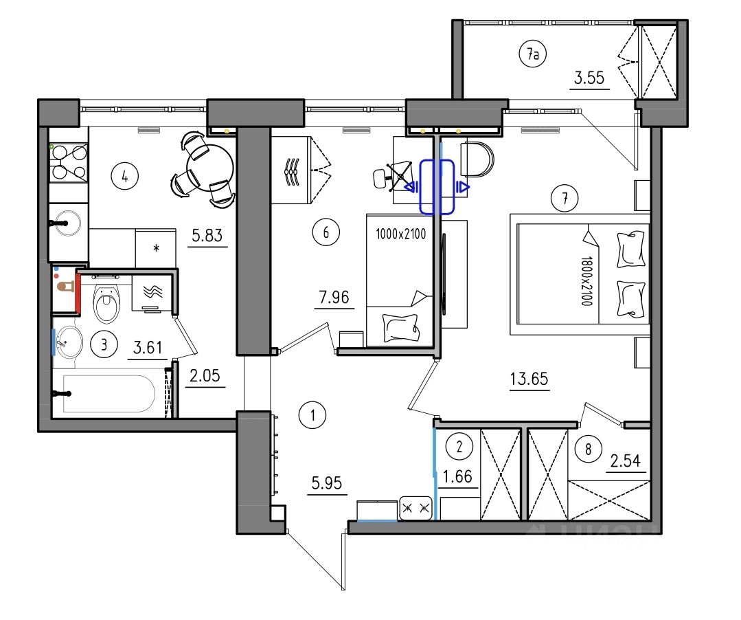 Продаю двухкомнатную квартиру 44,3м² 2-й Монетчиковский пер., 2/12, Москва,  м. Добрынинская - база ЦИАН, объявление 301823645