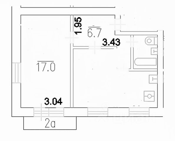2-комн., 43,1 м², 4/5 этаж