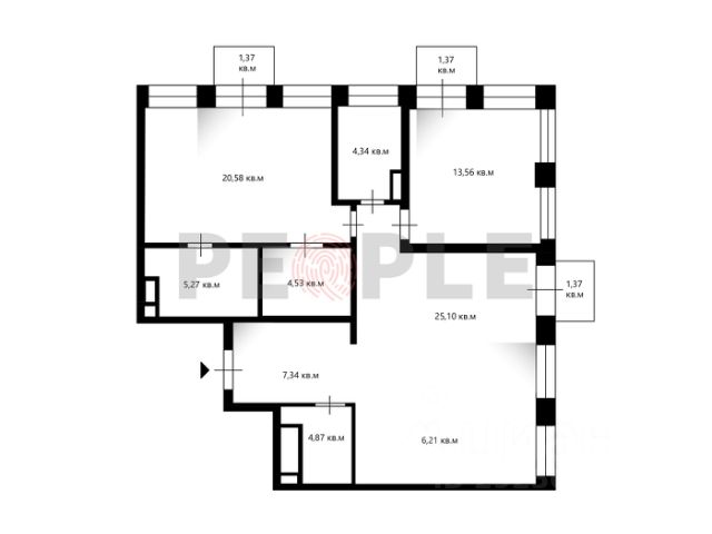 3-комн., 82 м², 7/21 этаж