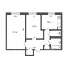 2-комн.кв., 55 м², этаж 2