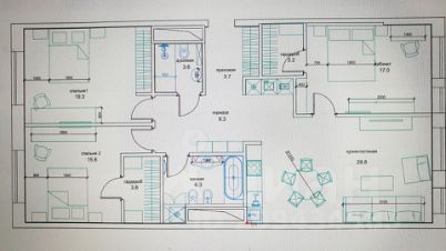 4-комн.кв., 113 м², этаж 10