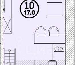 апарт.-студия, 17 м², этаж 1