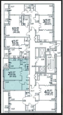 2-комн.кв., 62 м², этаж 4