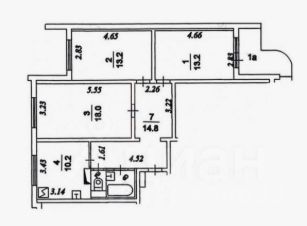 3-комн.кв., 78 м², этаж 2