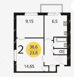 2-комнатная квартира, 40 м² — фото 6