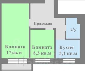 2-комн.кв., 40 м², этаж 5