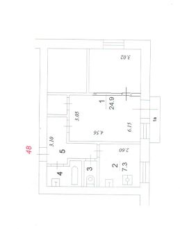 2-комн.кв., 43 м², этаж 5