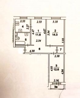 3-комн.кв., 58 м², этаж 9