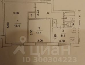 2-комн.кв., 45 м², этаж 6