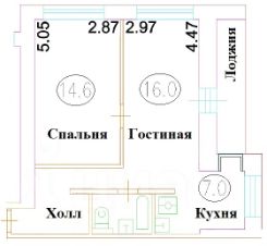 2-комн.кв., 50 м², этаж 5