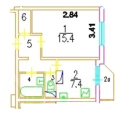1-комн.кв., 34 м², этаж 5