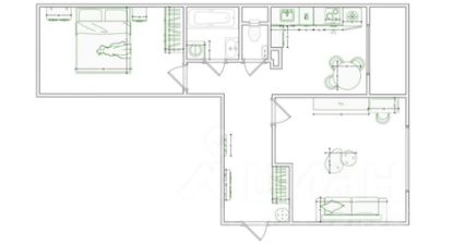 2-комн.кв., 55 м², этаж 4