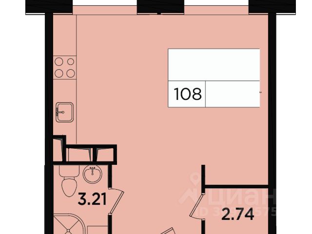 Апартаменты-студия, 30,8 м², 9/18 этаж