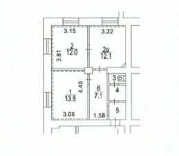 2-комн.апарт., 51 м², этаж 1