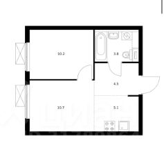 2-комн.кв., 34 м², этаж 30