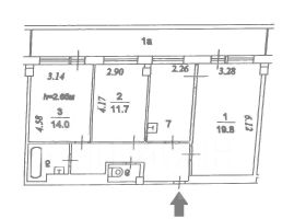 3-комн.кв., 75 м², этаж 11