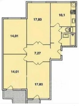 4-комн.кв., 91 м², этаж 3