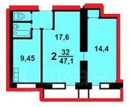 2-комн.кв., 47 м², этаж 10