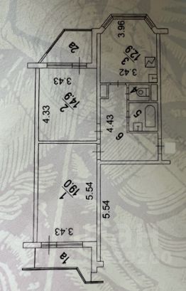 2-комн.кв., 64 м², этаж 3