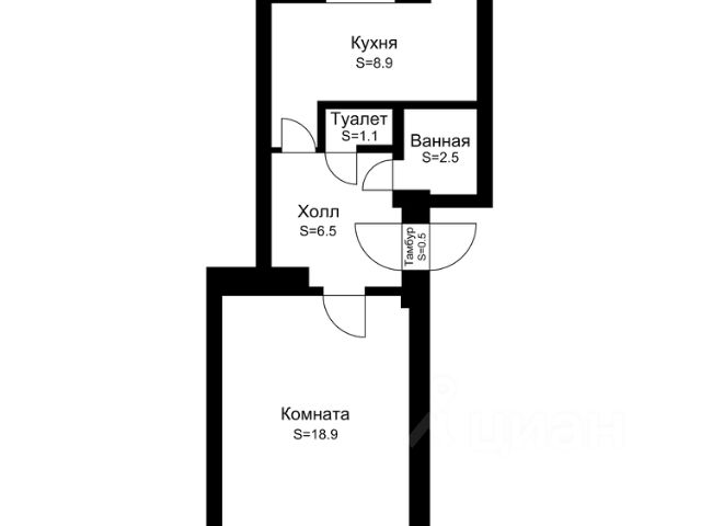 1-комн., 39,3 м², 2/5 этаж