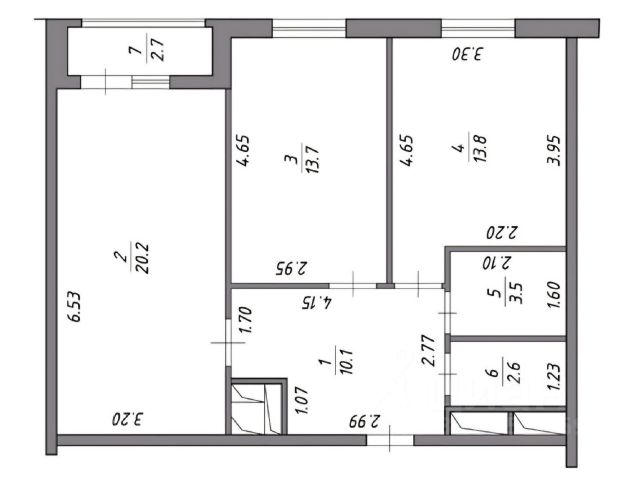 2-комн., 63,9 м², 12/20 этаж