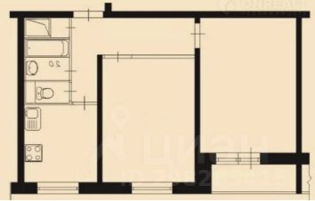 2-комн.кв., 46 м², этаж 1