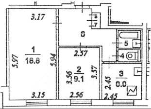 2-комн.кв., 44 м², этаж 4