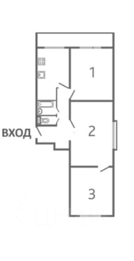 3-комн.кв., 68 м², этаж 10