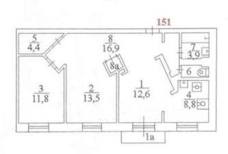 3-комн.кв., 74 м², этаж 11