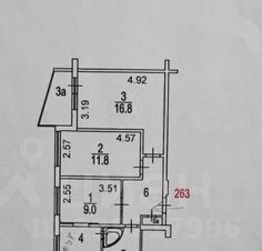 3-комн.кв., 57 м², этаж 4