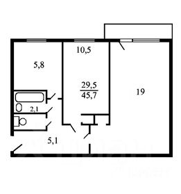 2-комн.кв., 45 м², этаж 8