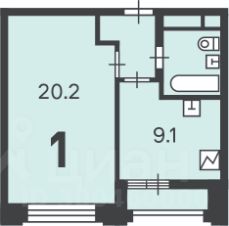 1-комн.кв., 36 м², этаж 15