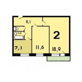 2-комн.кв., 47 м², этаж 5