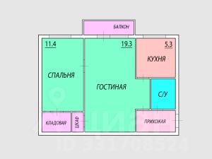 2-комн.кв., 46 м², этаж 4 2-комн.кв., 46 м², этаж 4