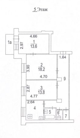 3-комн.кв., 75 м², этаж 5