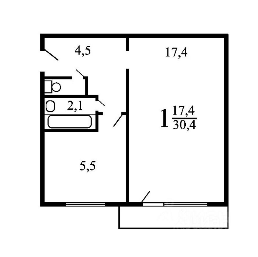 1-комнатная квартира, 32 м² — фото 5