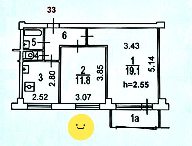 2-комн., 45,2 м², 9/9 этаж