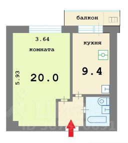 1-комн.кв., 35 м², этаж 8