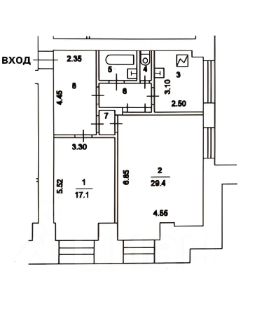 2-комн.кв., 73 м², этаж 2