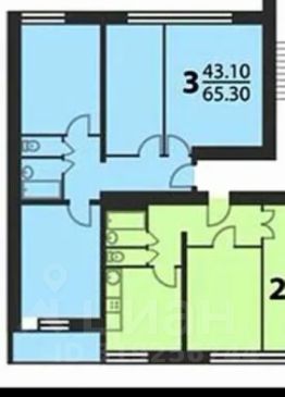 3-комн.кв., 65 м², этаж 7