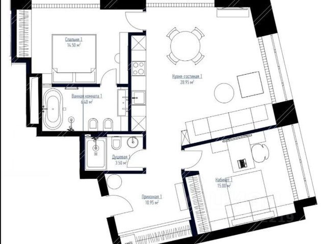 3-комн. апарт., 80 м², 9/25 этаж